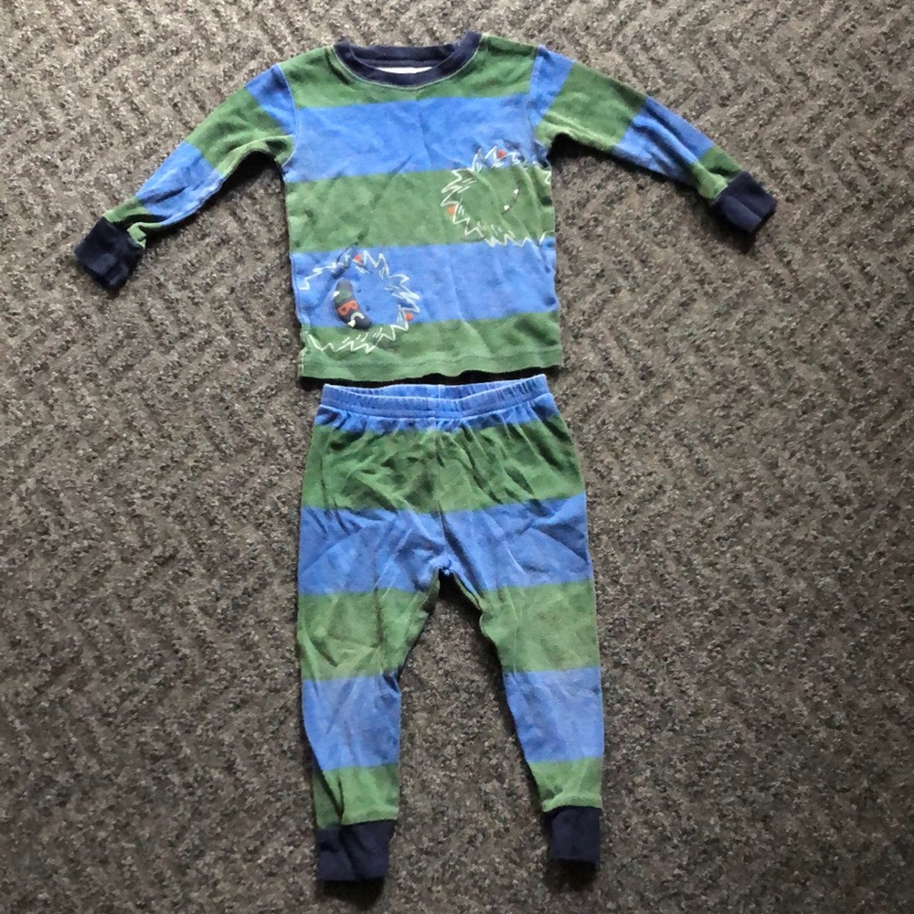Kids Carter's Blue and Green Striped Pajama Set